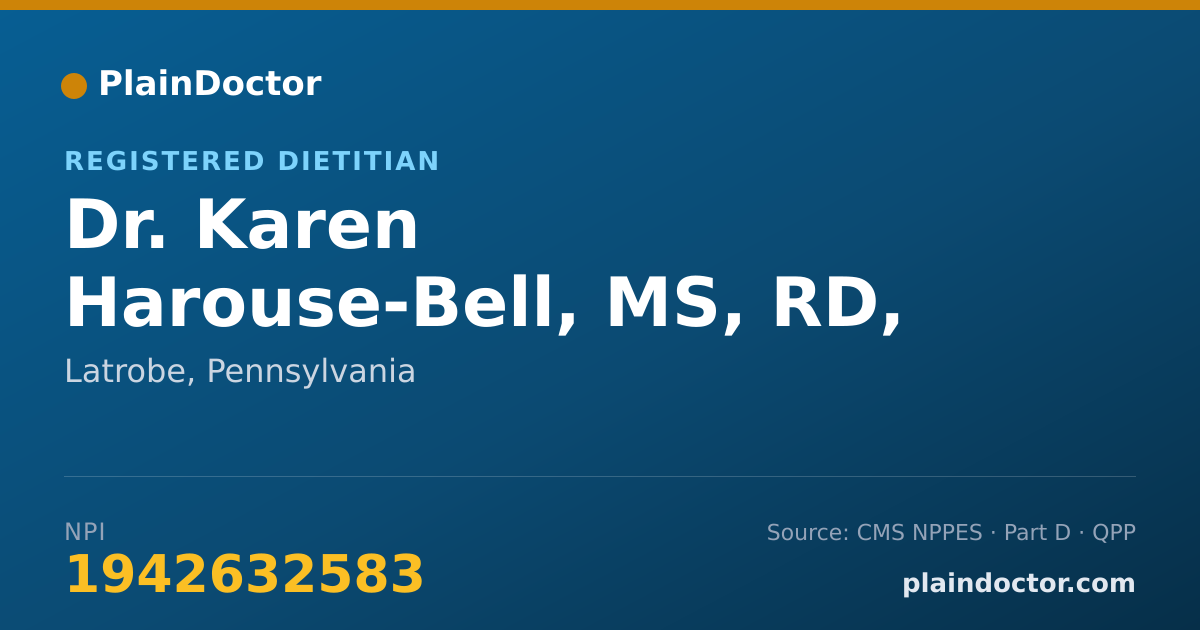 Shareable card for Karen Harouse-Bell, MS, RD, CDE, LDN - Registered Dietitian, Latrobe, PA