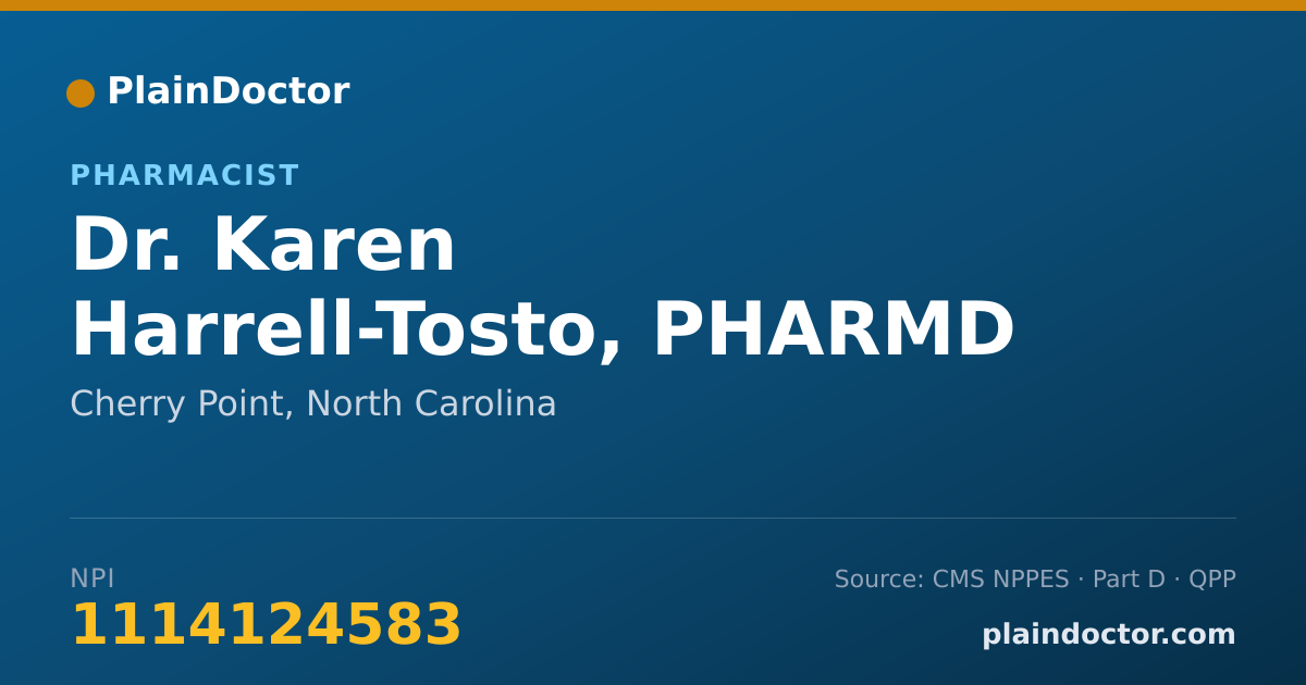 Shareable card for Karen Harrell-Tosto, PHARMD - Pharmacist, Cherry Point, NC