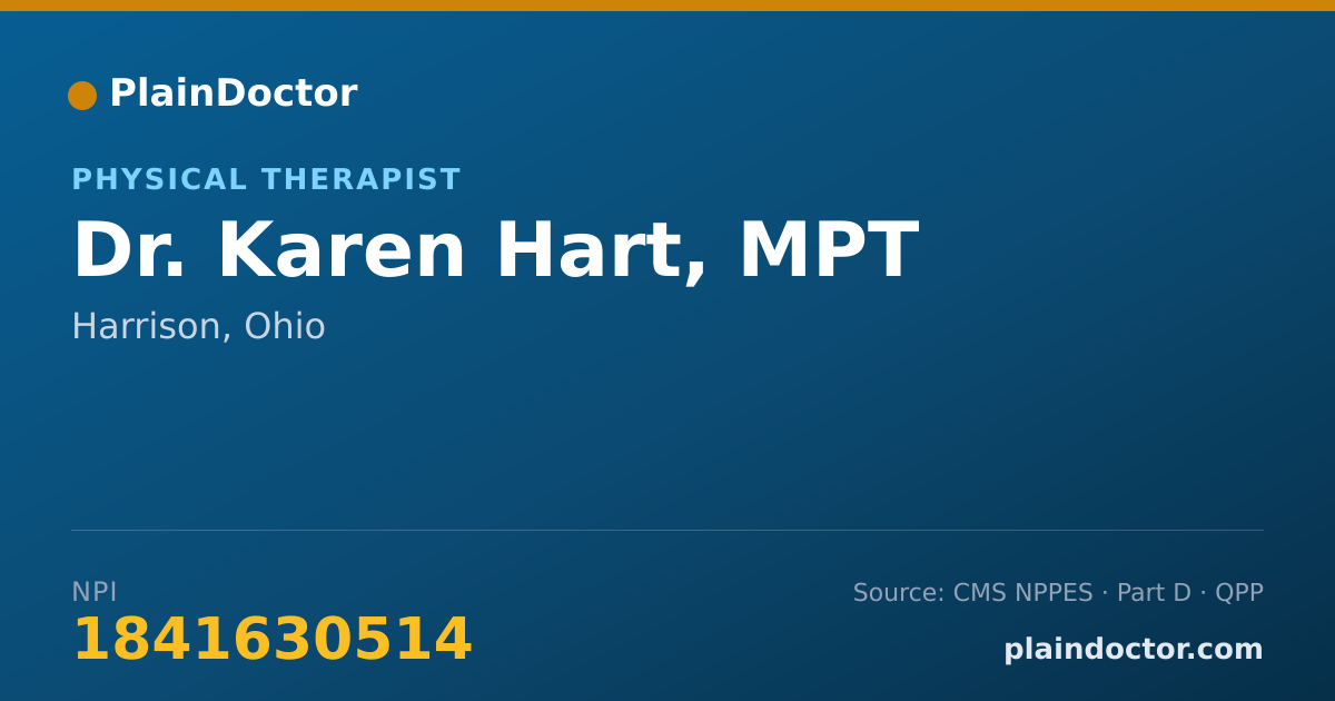 Shareable card for Karen Hart, MPT - Physical Therapist, Harrison, OH