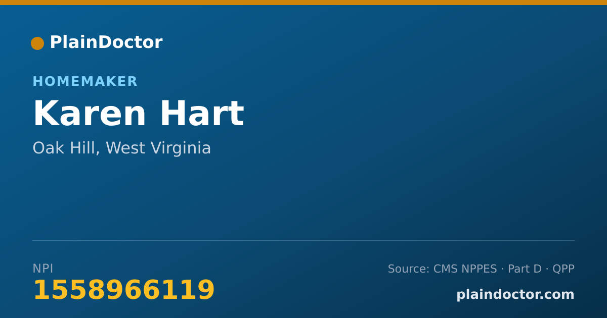 Shareable card for Karen Hart - Homemaker, Oak Hill, WV