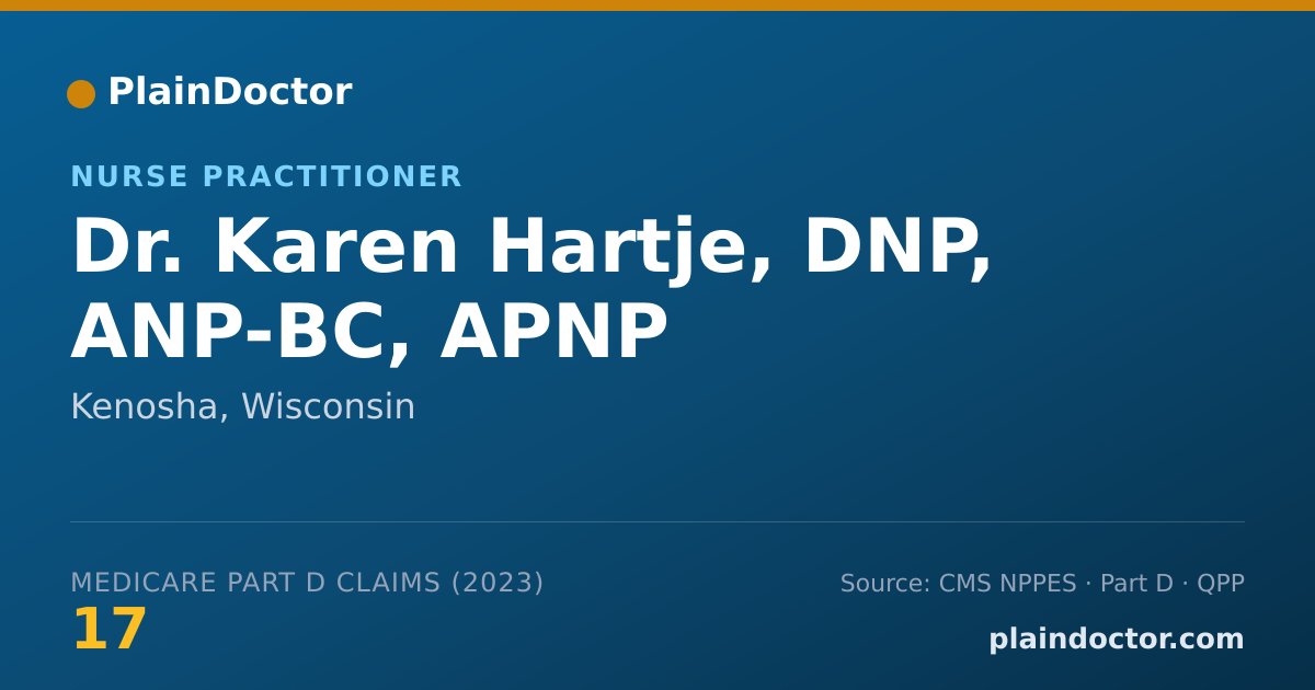 Shareable card for Karen Hartje, DNP, ANP-BC, APNP - Nurse Practitioner, Kenosha, WI