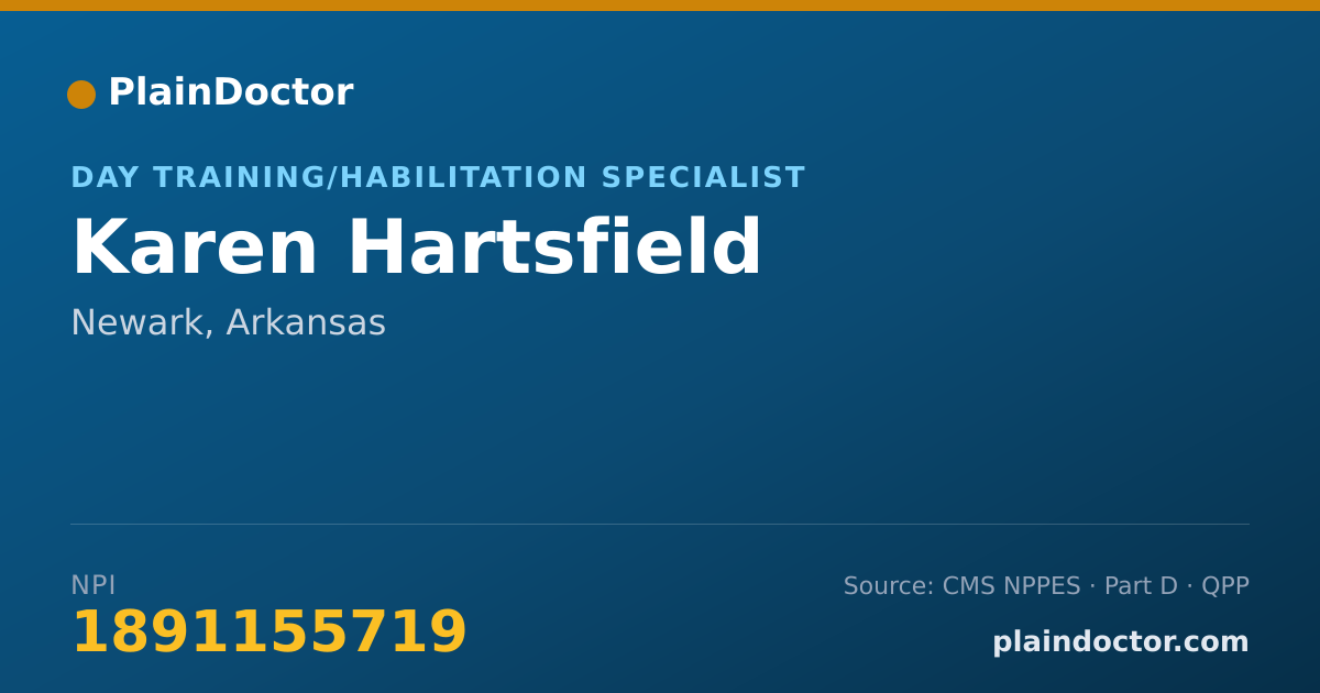 Shareable card for Karen Hartsfield - Day Training/Habilitation Specialist, Newark, AR