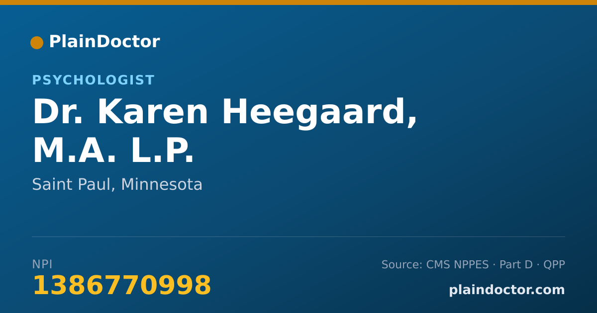 Shareable card for Karen Heegaard, M.A. L.P. - Psychologist, Saint Paul, MN