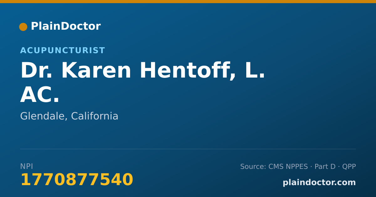 Shareable card for Karen Hentoff, L. AC. - Acupuncturist, Glendale, CA