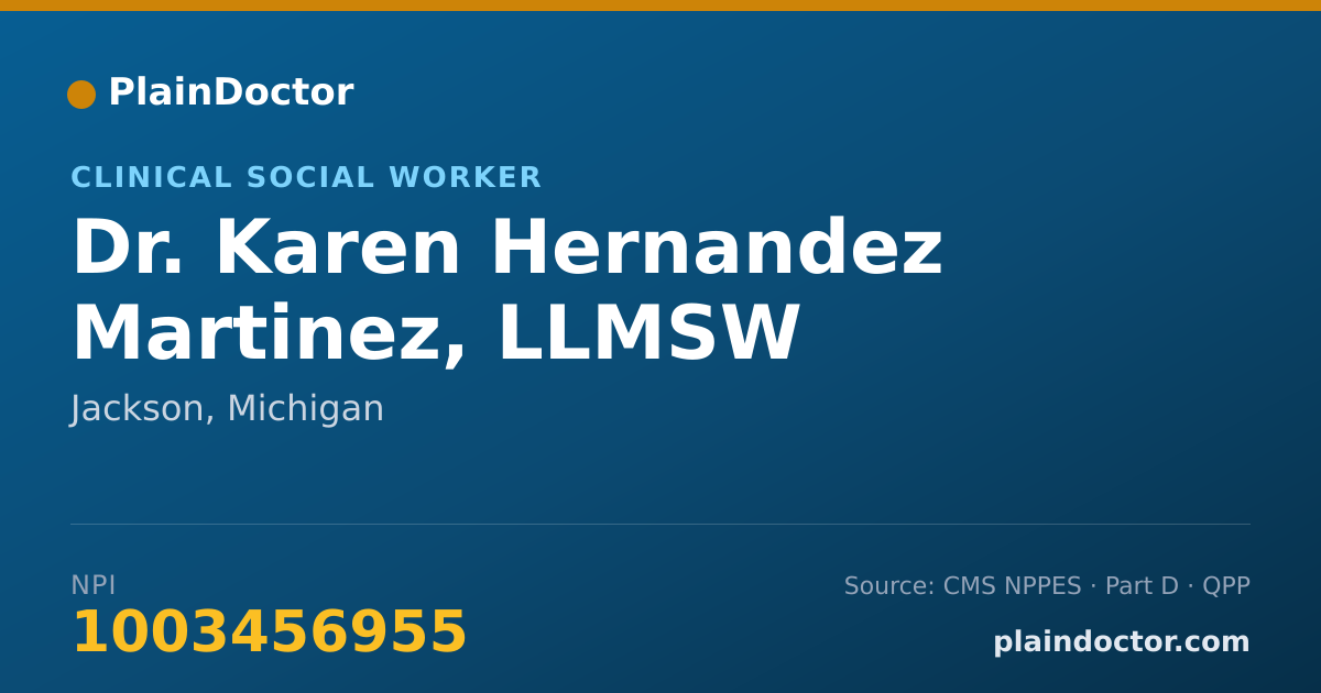Shareable card for Karen Hernandez Martinez, LLMSW - Clinical Social Worker, Jackson, MI
