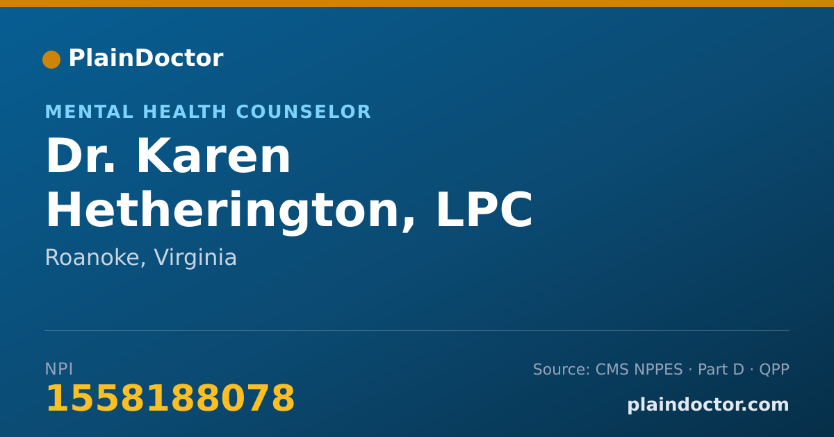 Shareable card for Karen Hetherington, LPC - Mental Health Counselor, Roanoke, VA