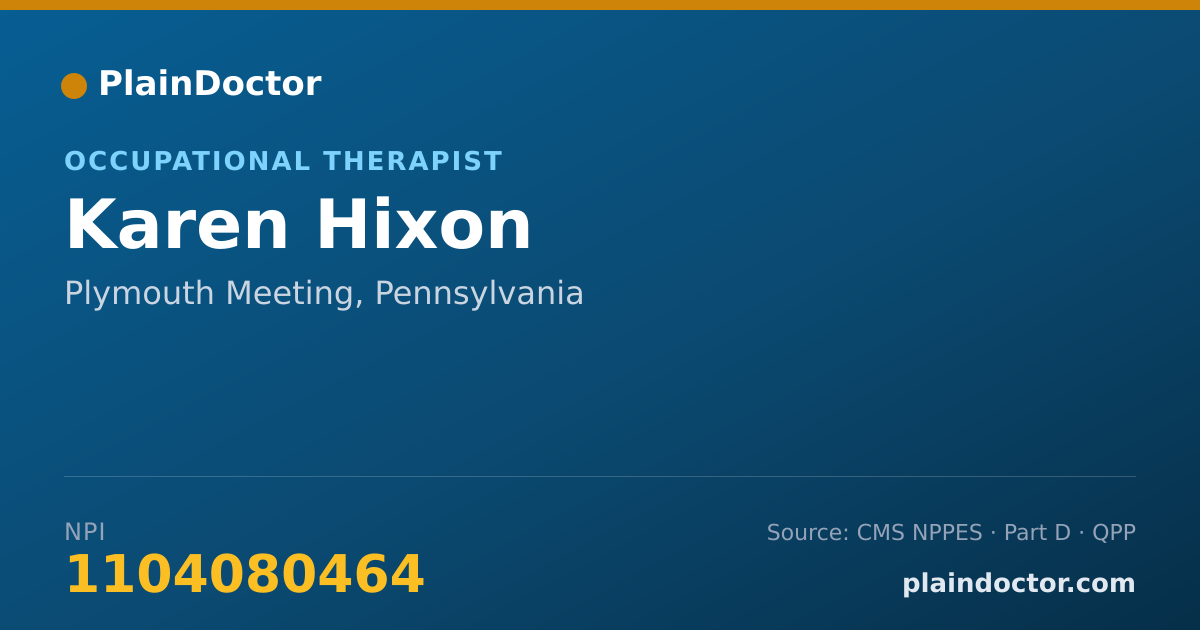 Shareable card for Karen Hixon - Occupational Therapist, Plymouth Meeting, PA