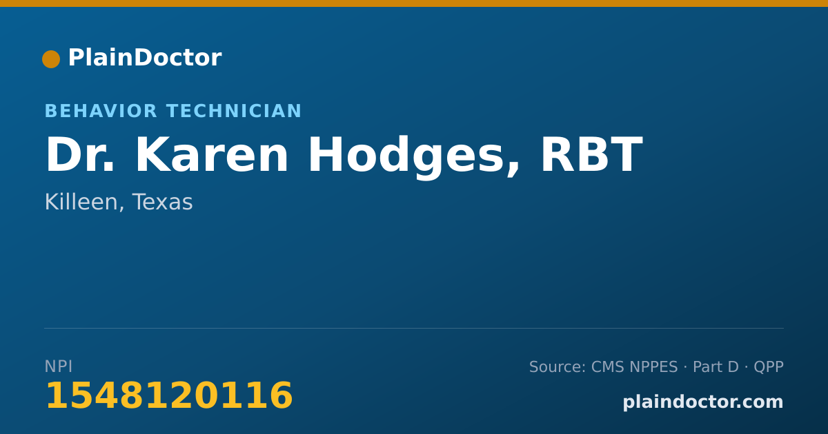 Shareable card for Karen Hodges, RBT - Behavior Technician, Killeen, TX