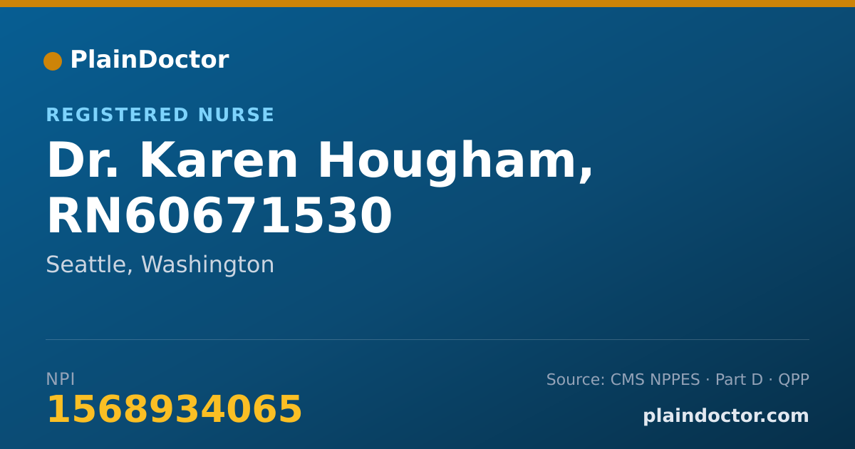 Shareable card for Karen Hougham, RN60671530 - Registered Nurse, Seattle, WA