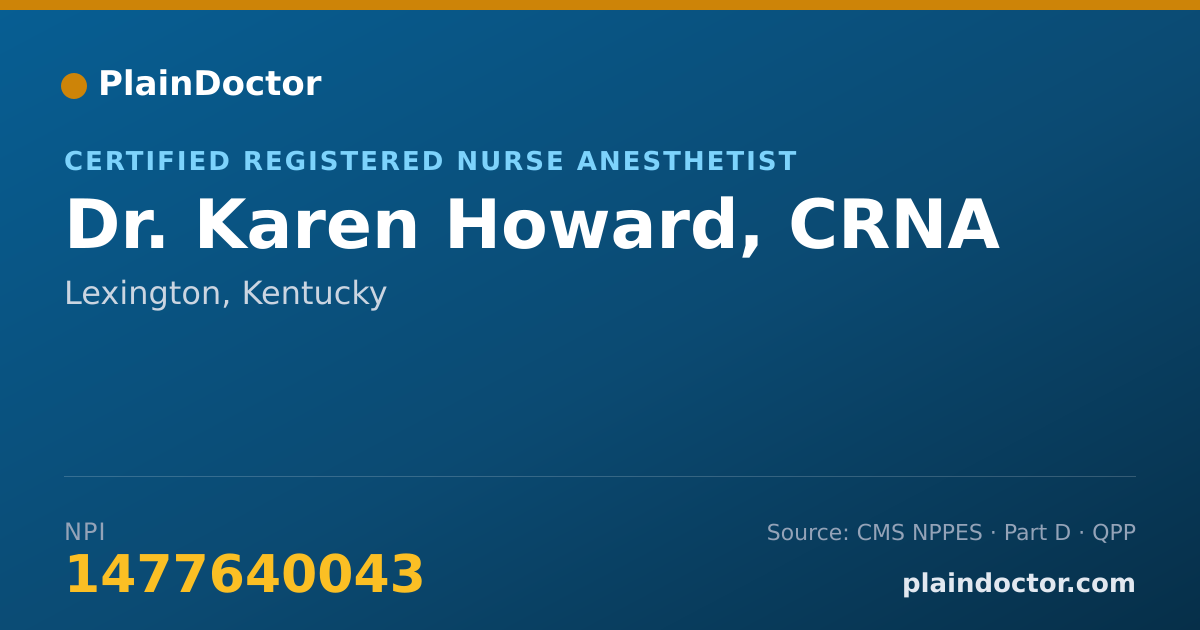 Shareable card for Karen Howard, CRNA - Certified Registered Nurse Anesthetist, Lexington, KY