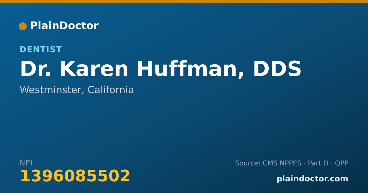 Shareable card for Karen Huffman, DDS - Dentist, Westminster, CA
