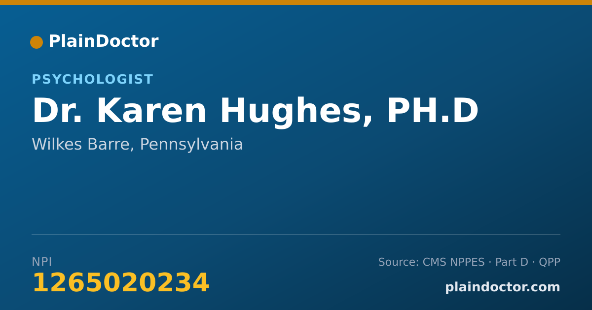 Shareable card for Karen Hughes, PH.D - Psychologist, Wilkes Barre, PA
