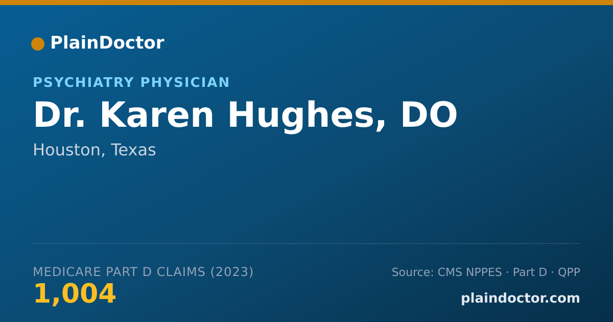 Shareable card for Karen Hughes, DO - Psychiatry Physician, Houston, TX