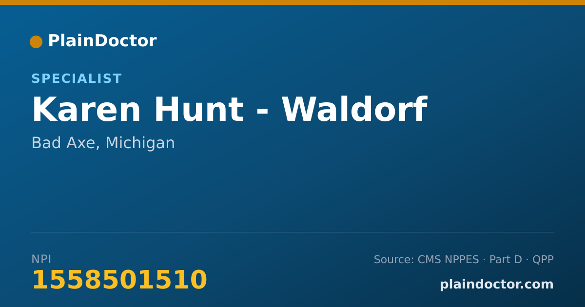 Shareable card for Karen Hunt - Waldorf - Specialist, Bad Axe, MI