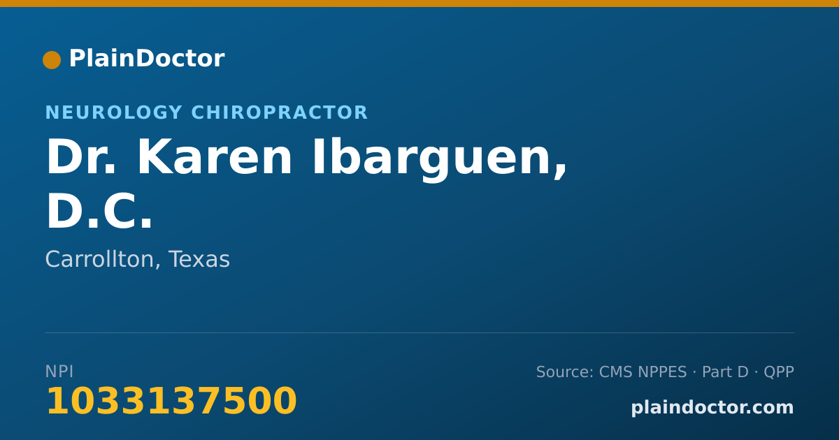 Shareable card for Karen Ibarguen, D.C. - Neurology Chiropractor, Carrollton, TX