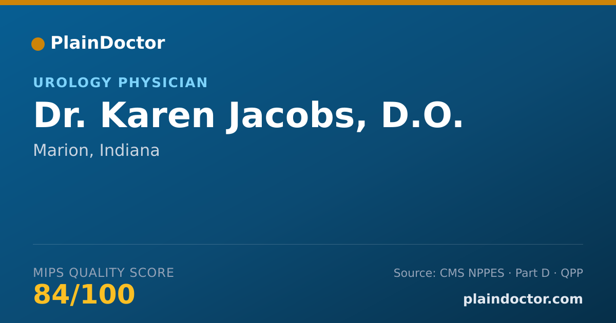 Shareable card for Karen Jacobs, D.O. - Urology Physician, Marion, IN