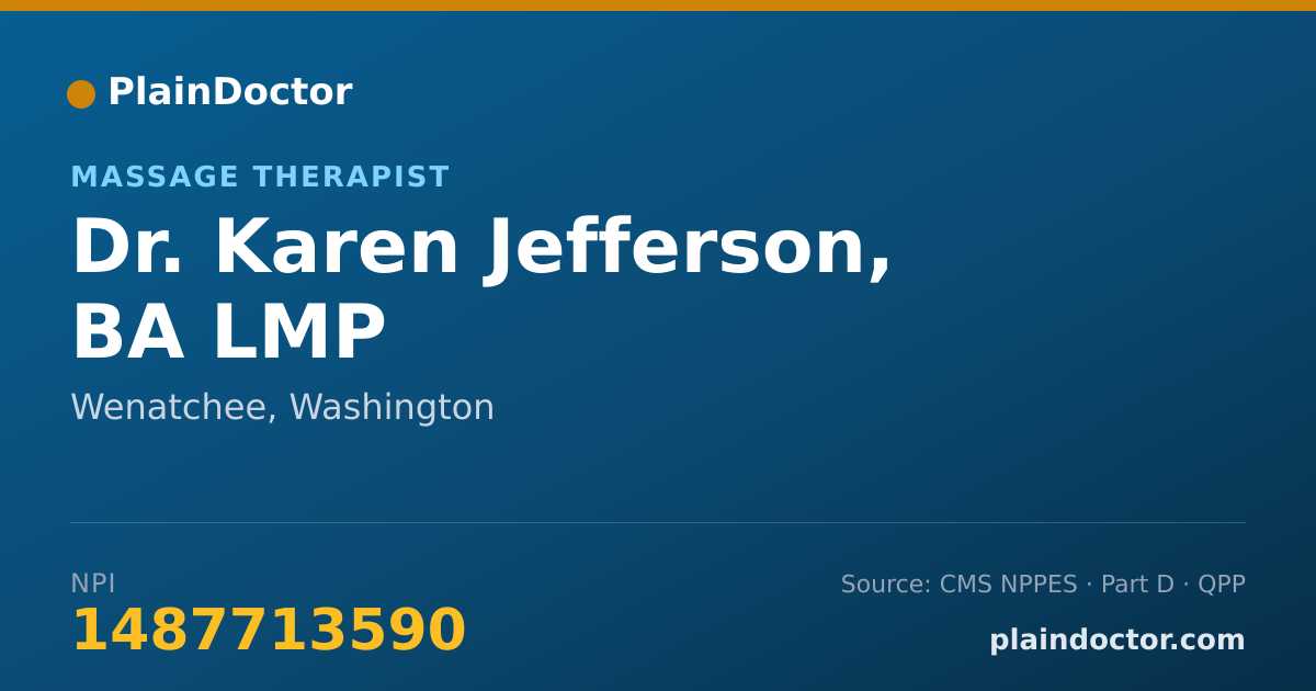 Shareable card for Karen Jefferson, BA LMP - Massage Therapist, Wenatchee, WA
