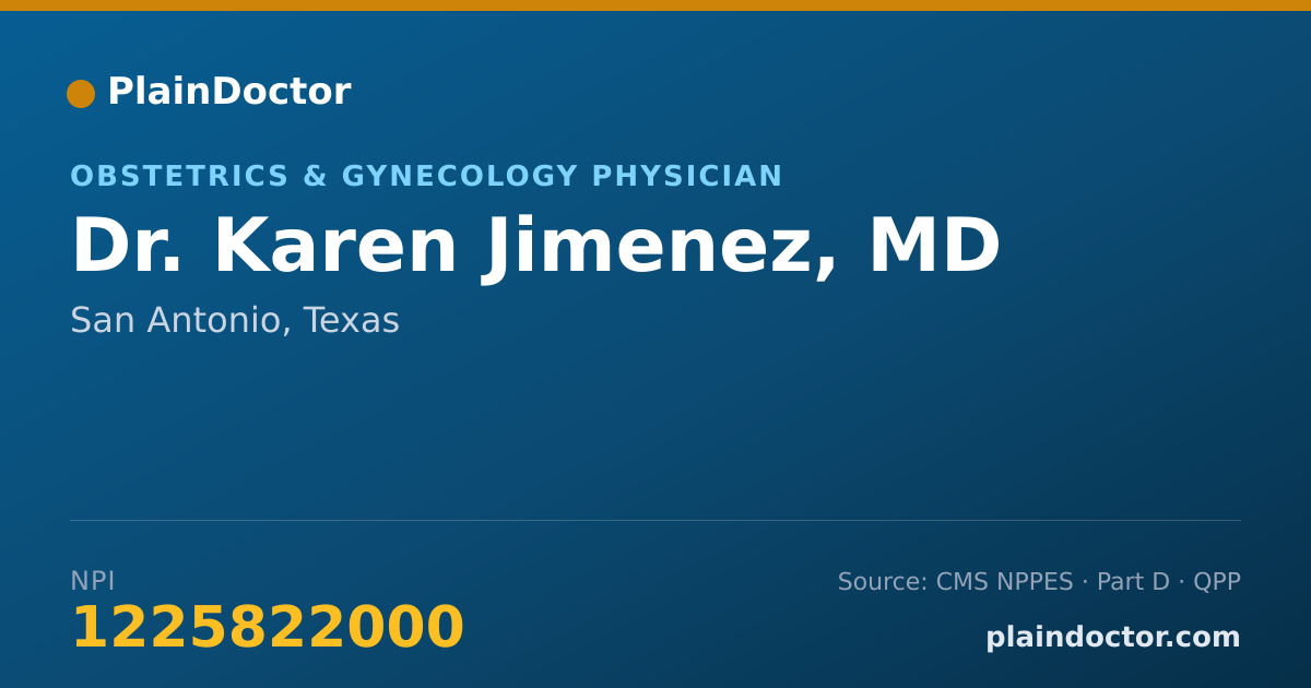 Shareable card for Karen Jimenez, MD - Obstetrics & Gynecology Physician, San Antonio, TX
