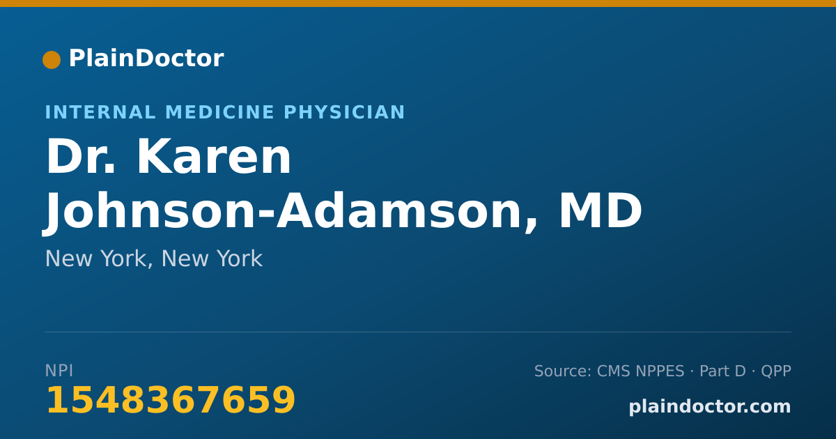 Shareable card for Karen Johnson-Adamson, MD - Internal Medicine Physician, New York, NY