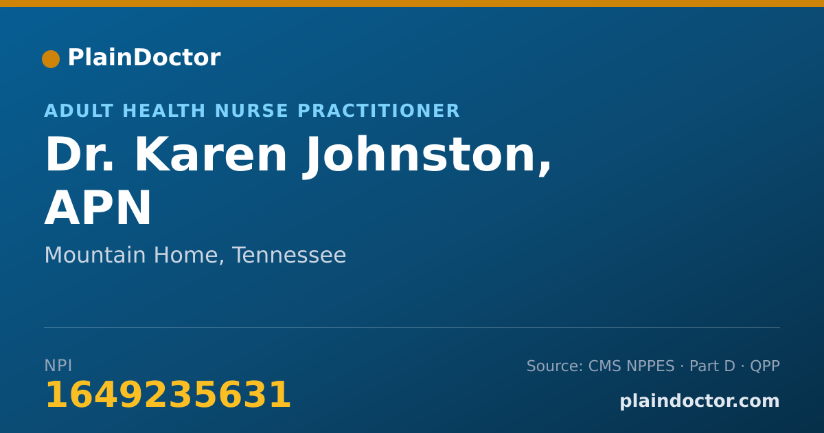 Shareable card for Karen Johnston, APN - Adult Health Nurse Practitioner, Mountain Home, TN