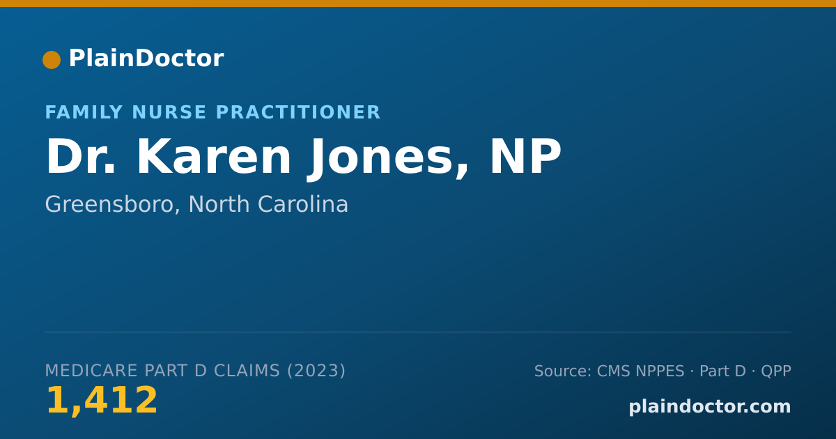Shareable card for Karen Jones, NP - Family Nurse Practitioner, Greensboro, NC