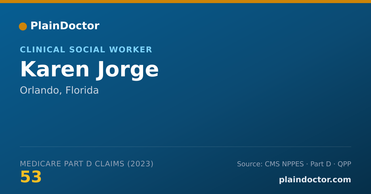 Shareable card for Karen Jorge - Clinical Social Worker, Orlando, FL