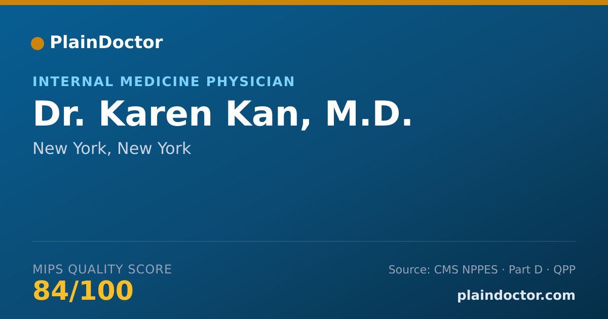 Shareable card for Karen Kan, M.D. - Internal Medicine Physician, New York, NY