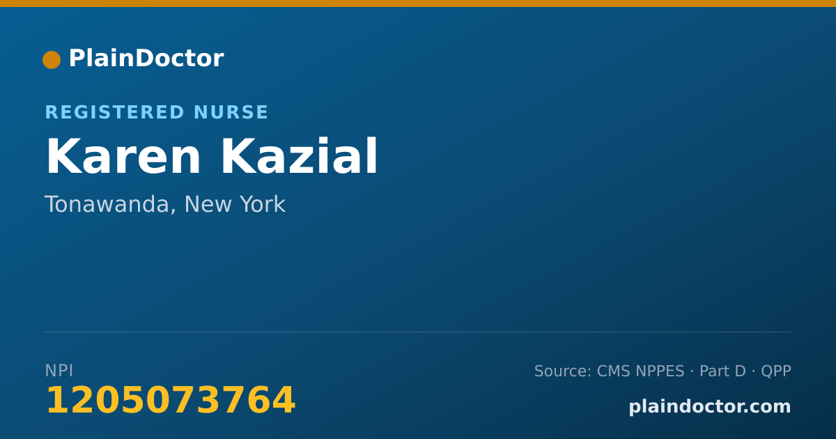 Shareable card for Karen Kazial - Registered Nurse, Tonawanda, NY