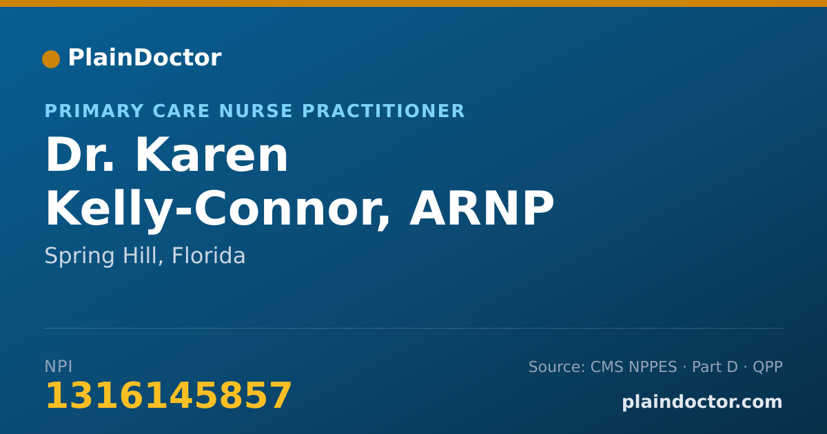 Shareable card for Karen Kelly-Connor, ARNP - Primary Care Nurse Practitioner, Spring Hill, FL