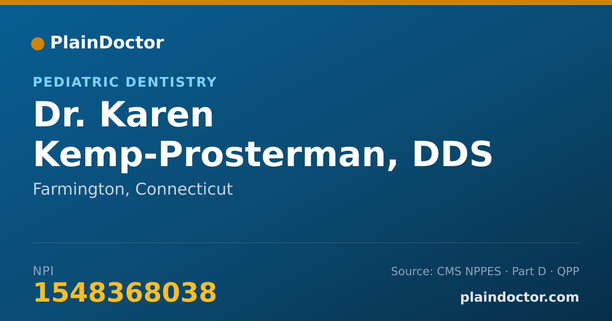 Shareable card for Karen Kemp-Prosterman, DDS - Pediatric Dentistry, Farmington, CT