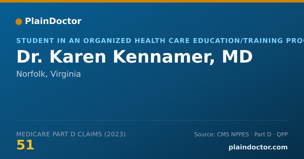 Shareable card for Karen Kennamer, MD - Student in an Organized Health Care Education/Training Program, Norfolk, VA