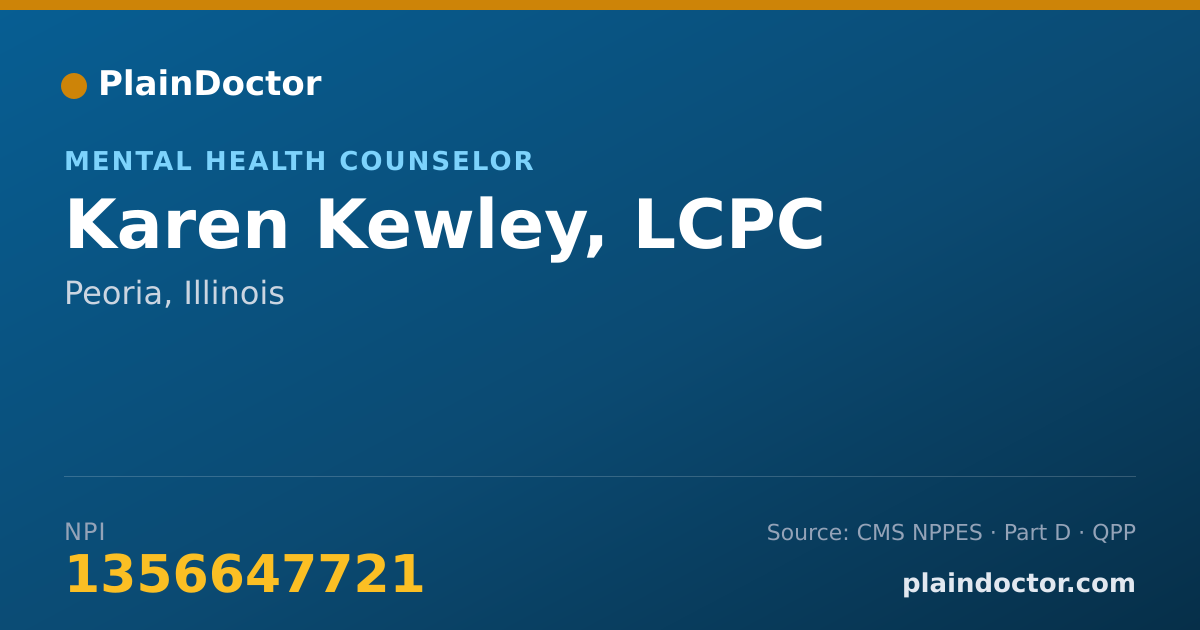 Shareable card for Karen Kewley, LCPC - Mental Health Counselor, Peoria, IL
