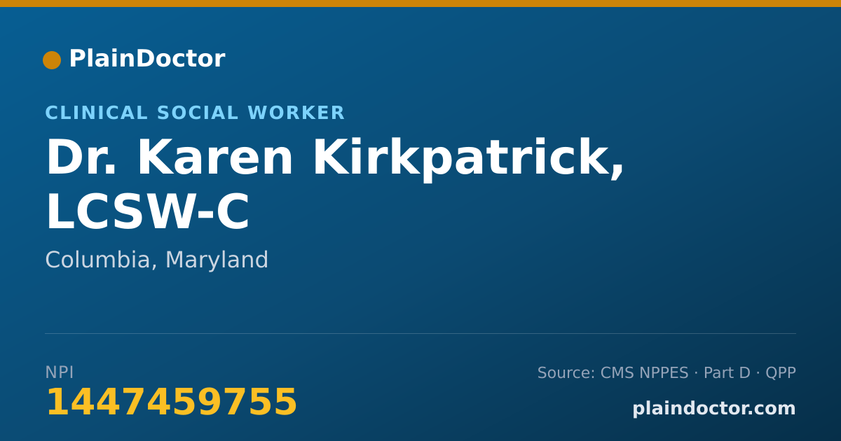 Shareable card for Karen Kirkpatrick, LCSW-C - Clinical Social Worker, Columbia, MD