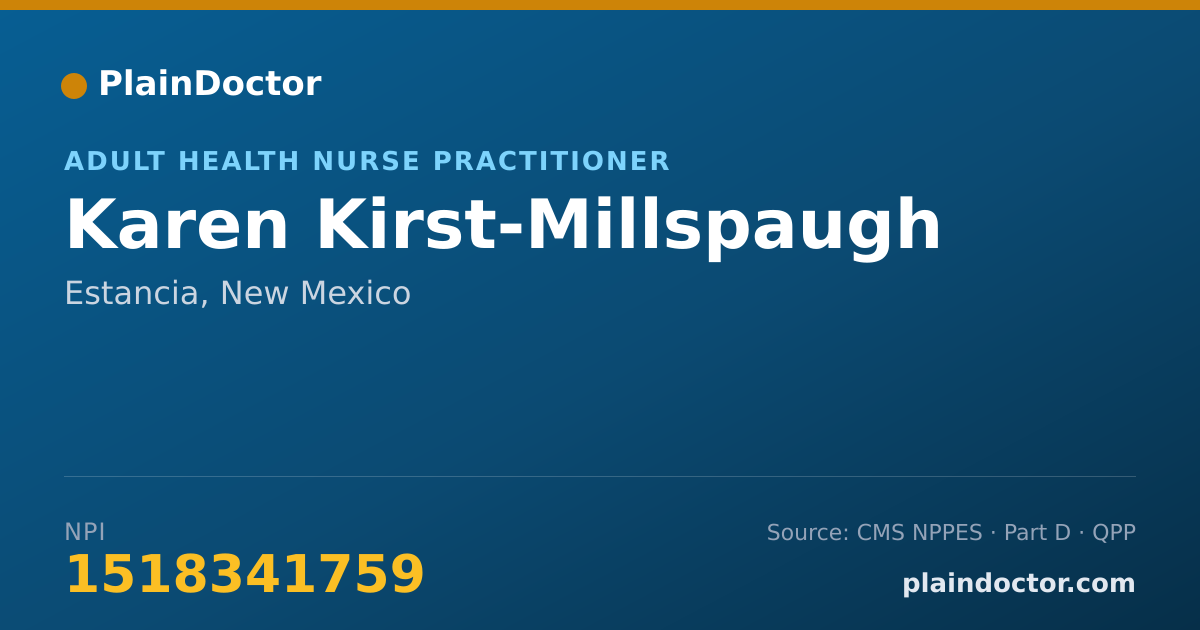 Shareable card for Karen Kirst-Millspaugh - Adult Health Nurse Practitioner, Estancia, NM