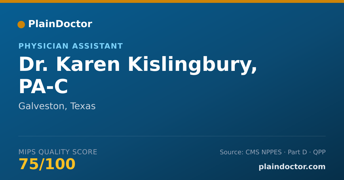 Shareable card for Karen Kislingbury, PA-C - Physician Assistant, Galveston, TX