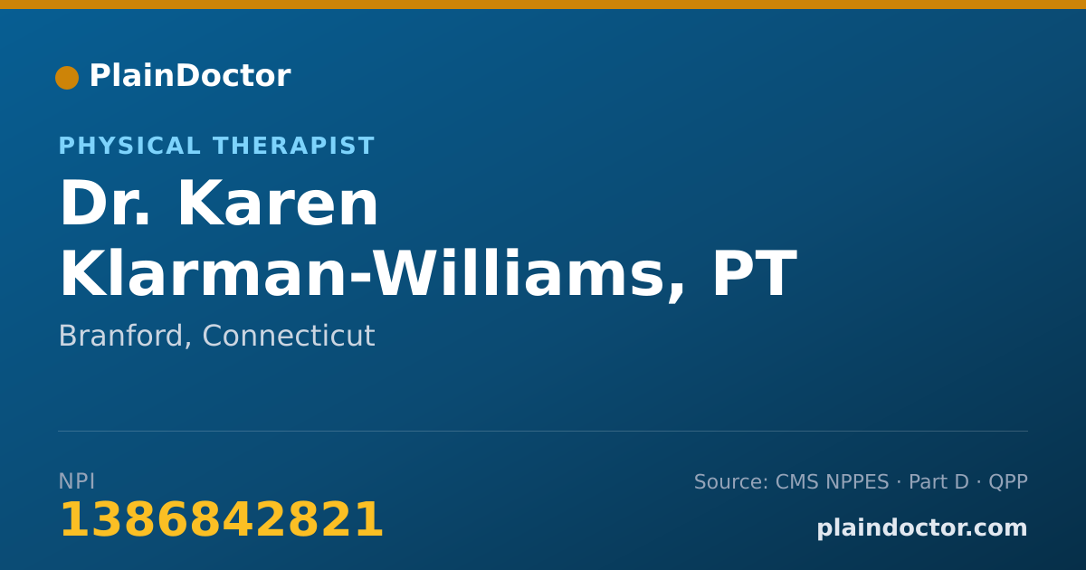 Shareable card for Karen Klarman-Williams, PT - Physical Therapist, Branford, CT