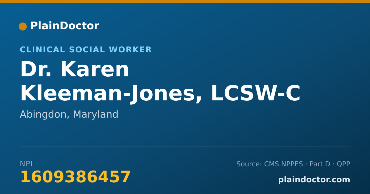 Shareable card for Karen Kleeman-Jones, LCSW-C - Clinical Social Worker, Abingdon, MD