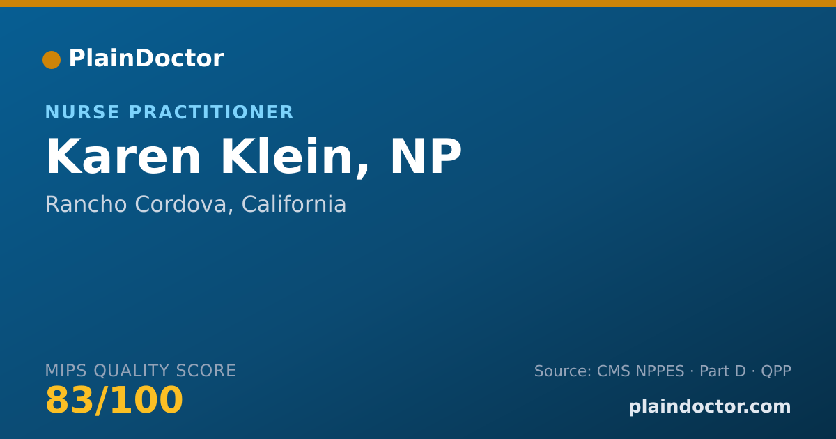 Shareable card for Karen Klein, NP - Family Nurse Practitioner, Rancho Cordova, CA