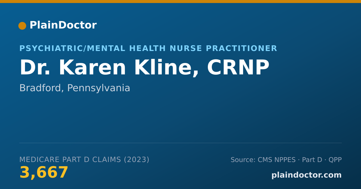 Shareable card for Karen Kline, CRNP - Psychiatric/Mental Health Nurse Practitioner, Bradford, PA