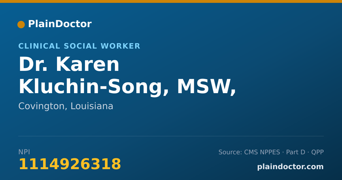 Shareable card for Karen Kluchin-Song, MSW, LCSW - Clinical Social Worker, Covington, LA