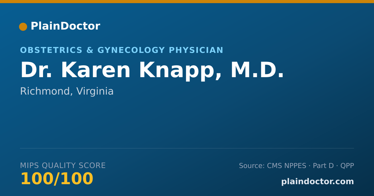 Shareable card for Karen Knapp, M.D. - Obstetrics & Gynecology Physician, Richmond, VA
