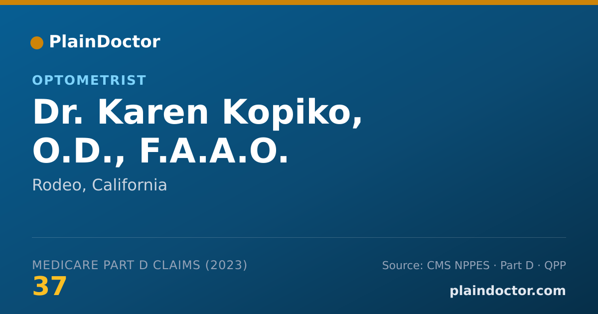 Shareable card for Karen Kopiko, O.D., F.A.A.O. - Optometrist, Rodeo, CA
