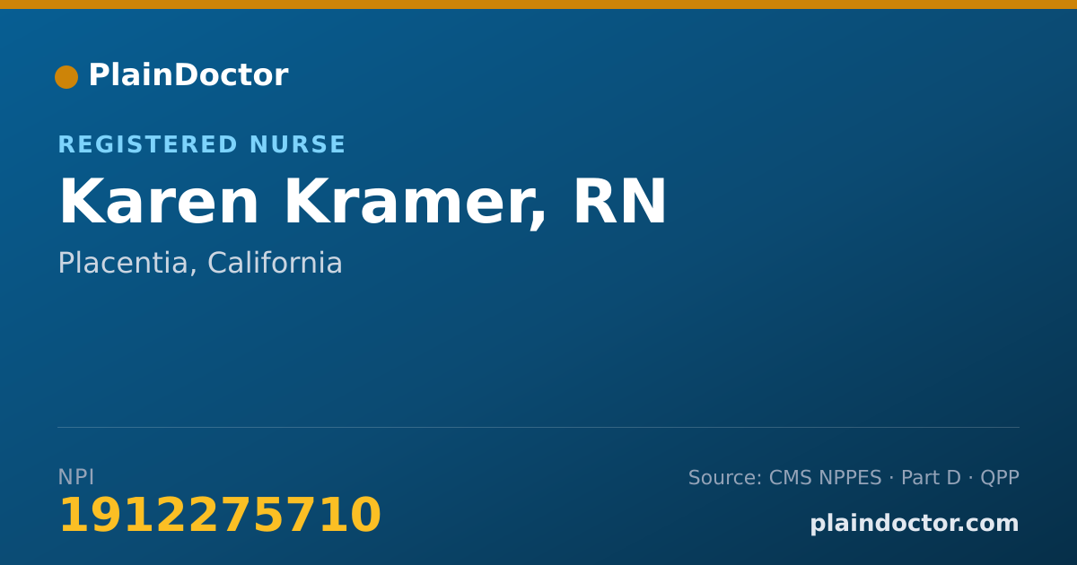 Shareable card for Karen Kramer, RN - Registered Nurse, Placentia, CA