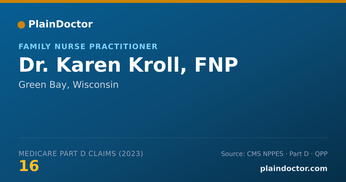 Shareable card for Karen Kroll, FNP - Family Nurse Practitioner, Green Bay, WI