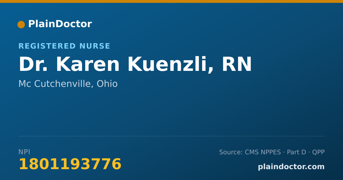 Shareable card for Karen Kuenzli, RN - Registered Nurse, Mc Cutchenville, OH