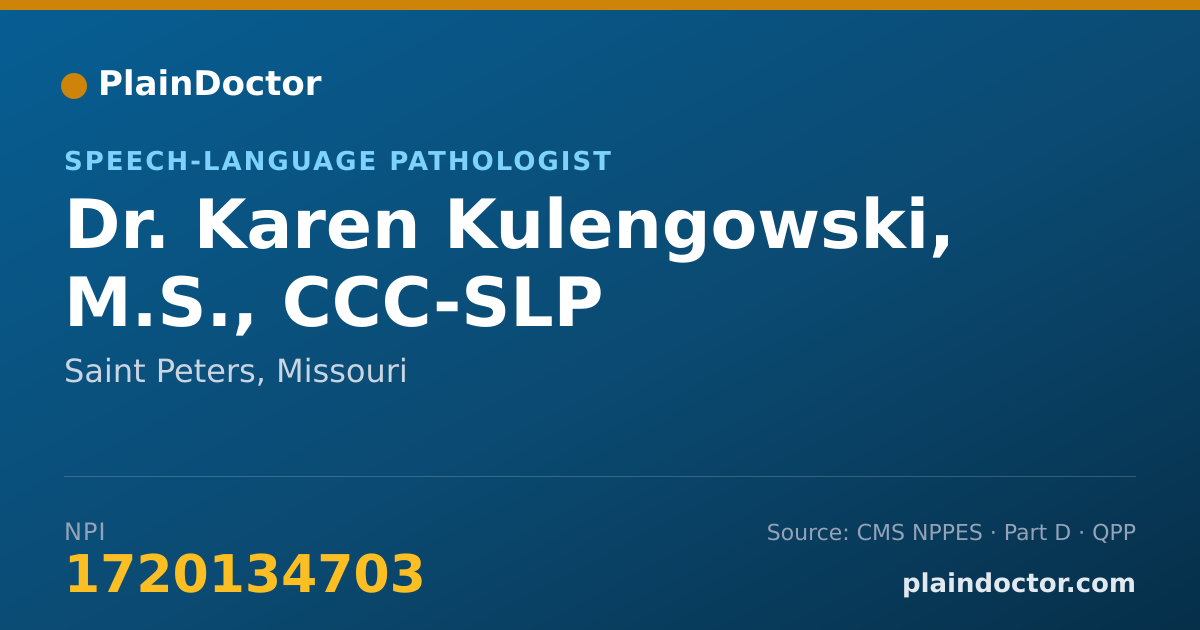 Shareable card for Karen Kulengowski, M.S., CCC-SLP - Speech-Language Pathologist, Saint Peters, MO
