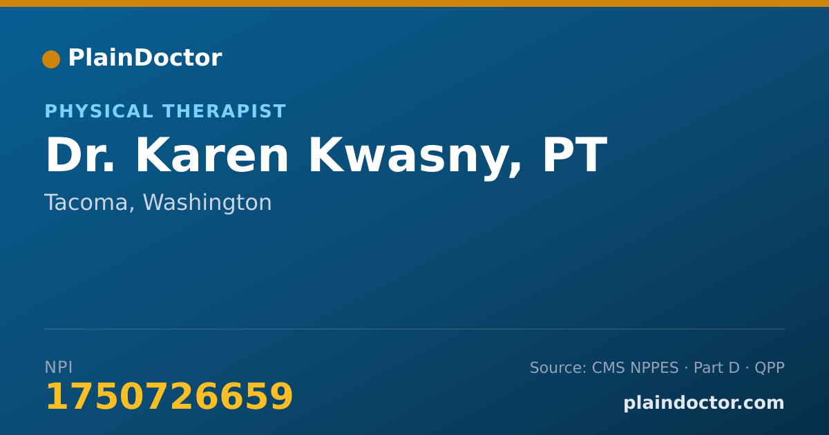 Shareable card for Karen Kwasny, PT - Physical Therapist, Tacoma, WA