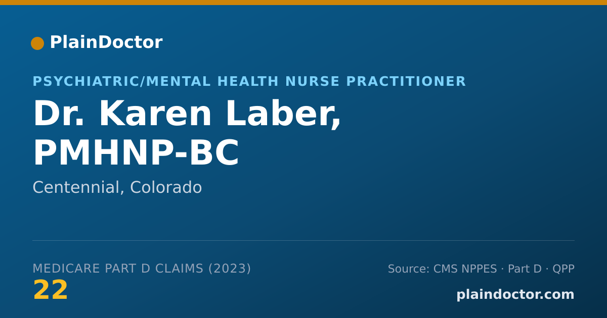 Shareable card for Karen Laber, PMHNP-BC - Psychiatric/Mental Health Nurse Practitioner, Centennial, CO