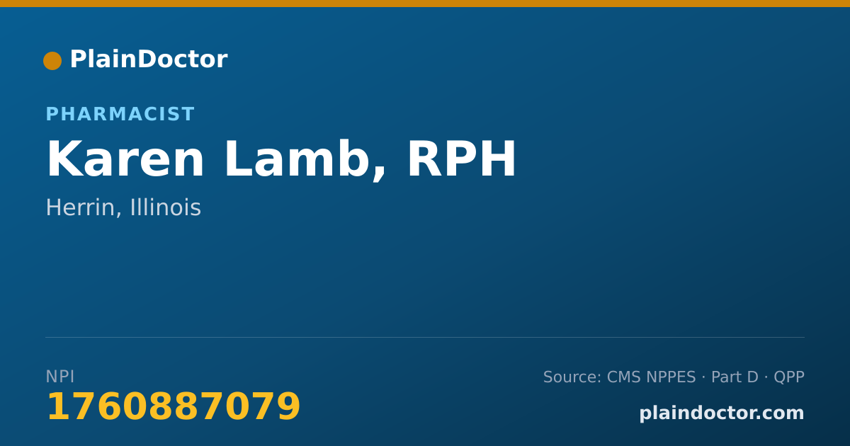 Shareable card for Karen Lamb, RPH - Pharmacist, Herrin, IL