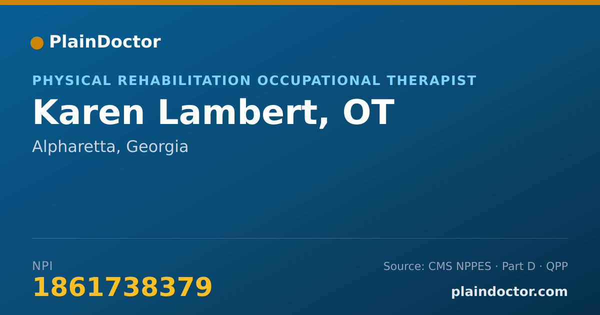 Shareable card for Karen Lambert, OT - Physical Rehabilitation Occupational Therapist, Alpharetta, GA
